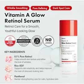 Hanskin- RETINOL PURO AL 0,1 Brilla como nunca antes El suero iluminador con retinol y vitamina A de Hanskin está recomendado por dermatólogos para...