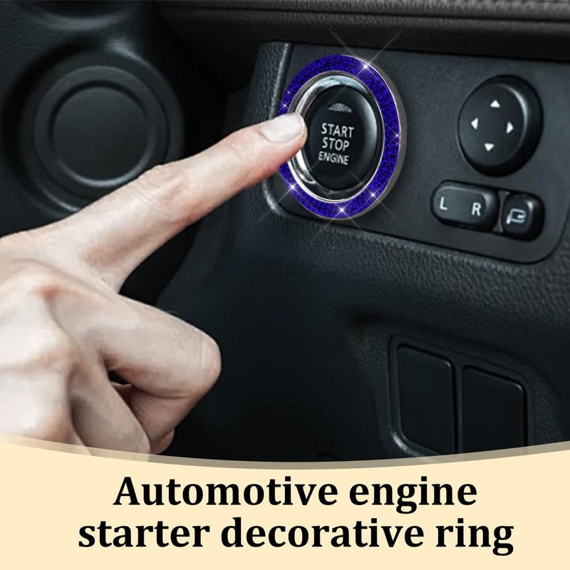 RGOAANC 2PCS Crystal Rhinestone Car Engine Start Stop Decoration Ring,