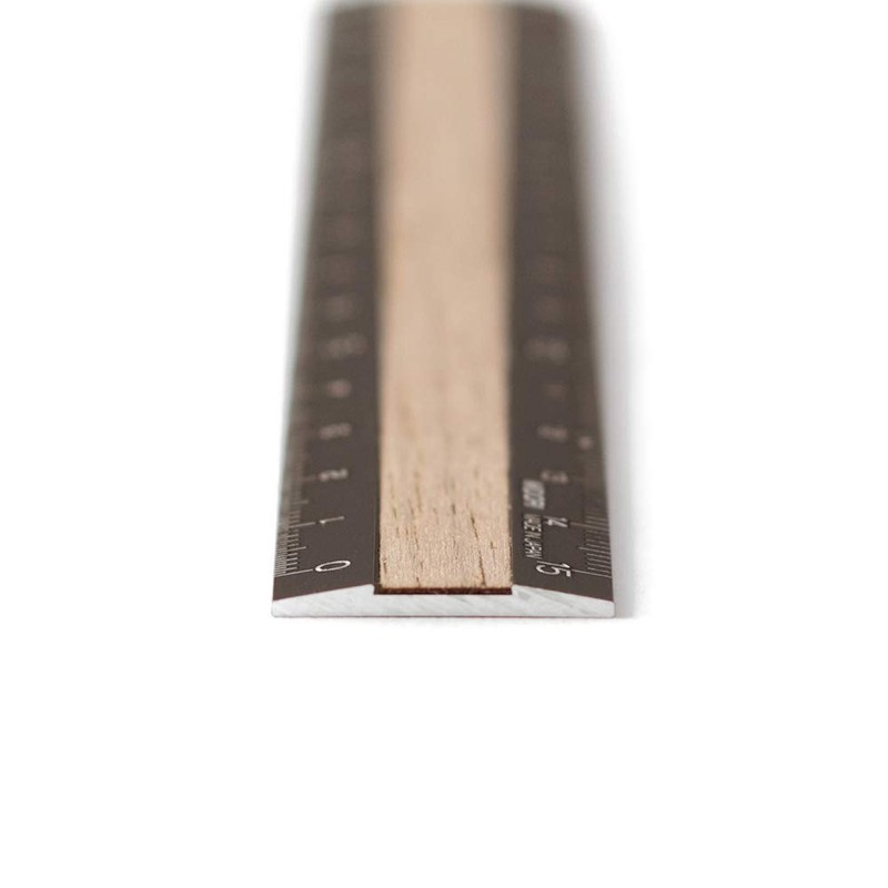 Midori 42280006 Aluminum Wood Ruler 5.9 inches (15 cm), Brown