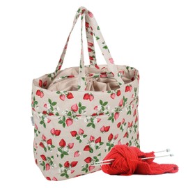 Hobby Gift Drawstring Craft Bag – Wool Storage Tote, Yarn Holder 100% Cotton 39 x 32 x 32cm – Strawberries