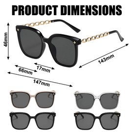 EDLMKM 4 Pcs Women Sunglasses, UV 400 Ladies Glasses Rectangle Sunglasses, Women Large SUNGLASSES, Retro Square Sun Glasses