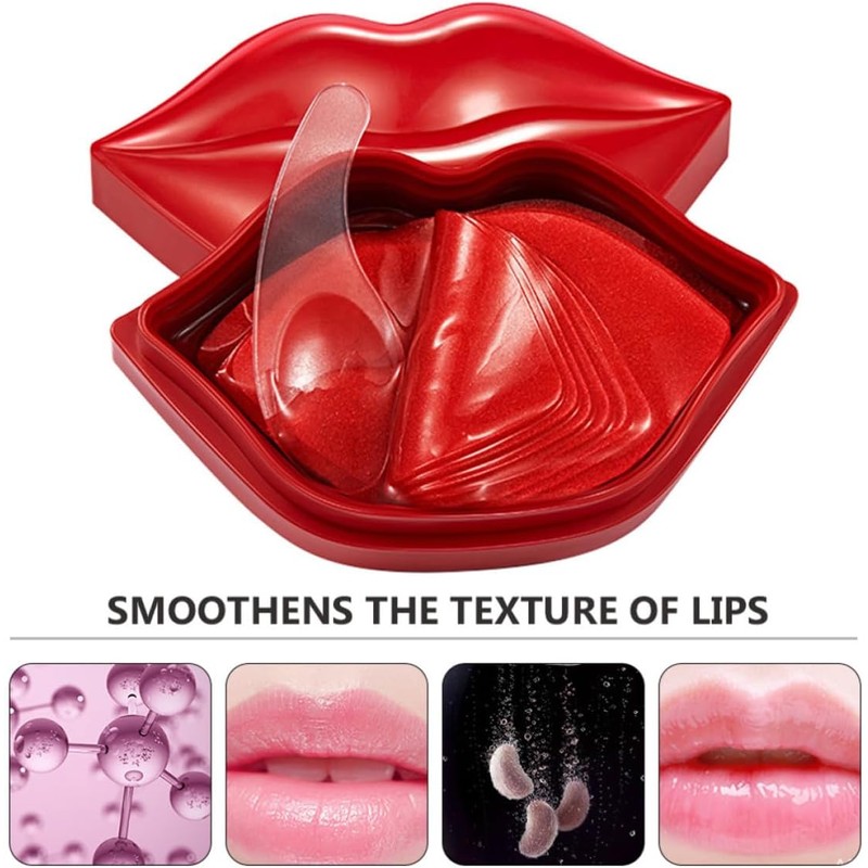 40 Piezas Mascarilla Labial Hidratante para Dormir, Gel Rojo