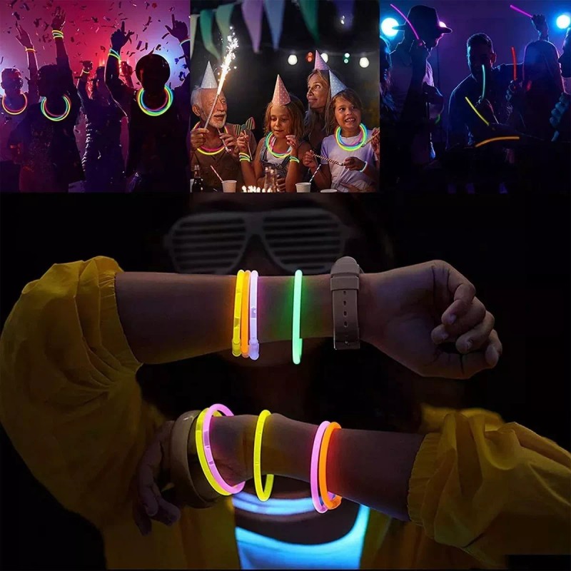 Lecute 200 Pulseras Neon Fluorescentes Luminosas Fosforecentes Glow