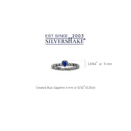 Silvershake Created 4mm Blue Sapphire 925 Sterling Silver Stackable Heart Solitaire Gemstone Ring Jewelry for Women Size 8.5