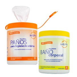 Pack de Paños para Baño Corporal y Toallitas Húmedas para Adultos  160 Toallitas Humedas - Pack de 2 Botes  Paños para enfermos - Limpieza Profunda,