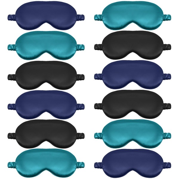 Cutecrop 12 Pcs Silk Sleep Masks Soft Satin Eye Masks