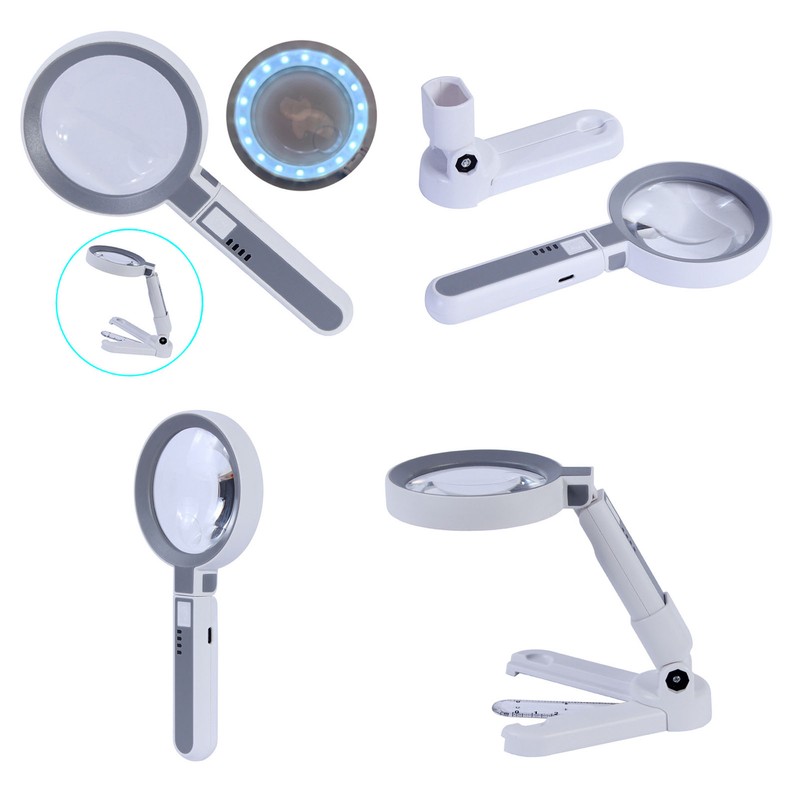Magnifying Glass 5X 11X 18 LED Rechargeable 3 Brightness Levels