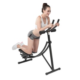 LIAPDG Ab Machine Coaster, Foldable Core & Abdominal Exercise Machine Ab Trainer Women Exercise Fitness Equipment 150 Kg/330 Lbs Weight Capacity Three-Level Adjustment LED Display Monitor