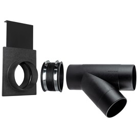 POWERTEC 70359 4" Dust Collection Hose Y-Fitting Connector with Blast Gate and Dust Control Flex Cuff, 1 Set