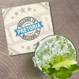 Unbranded Pretoria Travel Grunge 4'' X 4'' Square Wooden Coaster