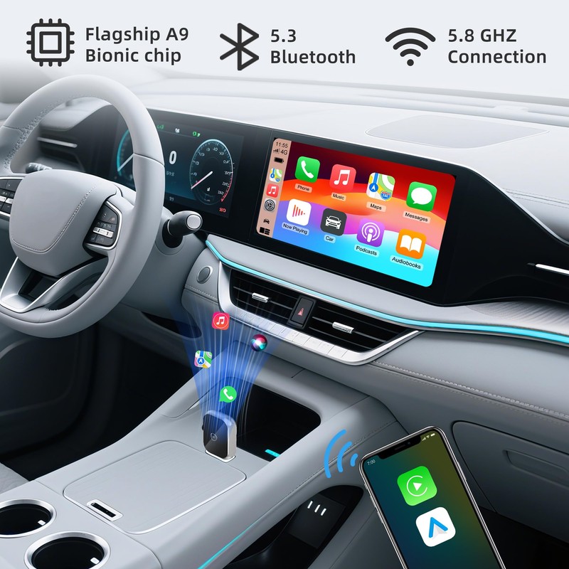 Android Auto Wireless Adapter Carplay - 2 in 1 Wireless