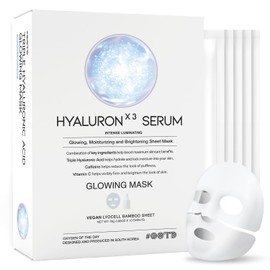 #OOTD Triple Hyaluron Hydrating Mask for Dry and Sensitive Skin, Anti Aging, Tightening and Moisturizing, Korean Vegan Beauty, Hyaluronic Acid, Caffeine, Vitamin C 10EA