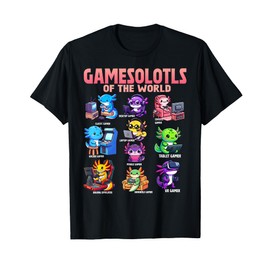 Gamesolotls of the World Diverse Gamer Axolotl Animals T-Shirt