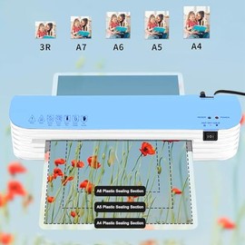 Laminadora Enmicadora Térmica+Cortador de Papel+300 Hojas Laminadoras,Enmicadora Tamaño Carta y Oficio para Casa y Oficina (Azul)