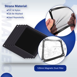 Dust Filter PC 120mm for Computer Cooler Fan/PSU/Routers Nylon 80 Mesh, Magnetic Frame PC Fan Dust Mesh PC Cooler Filter Dustproof Computer Fan Grills (Nylon, 120 * 120mm, 5pcs, Black)