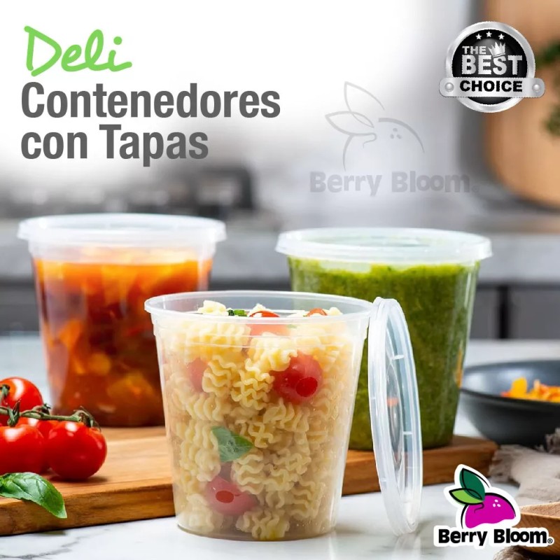 Berry Bloom 24 Envases para Alimentos Transparentes Reutilizables Deli: Tapas