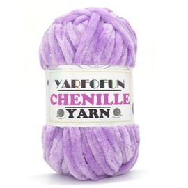 Velvet Chenille Yarn for Crocheting,Purple Fluffy Velvet Plush Thick Soft Chunky Chenille Baby Blanket Yarn for Crocheting Knitting Beginners 100g/49.2yd（Light Purple）