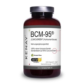 BCM-95® (Curcugreen®) Turmeric Extract - 750 mg per Daily Dose - Vegetable Capsule - Vegan - No Magnesium Stearate - 300 Capsules Vege Kenay Europe