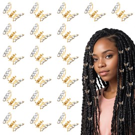 Ouligay 20Pcs Gold Mini Butterfly Hair Clips for Women, Butterfly Gold Hair Rings Jewelry Accessories for Braids, Metal Tiny Small Rhinestone Claw Clips Strong Hold for Women Girls Styling
