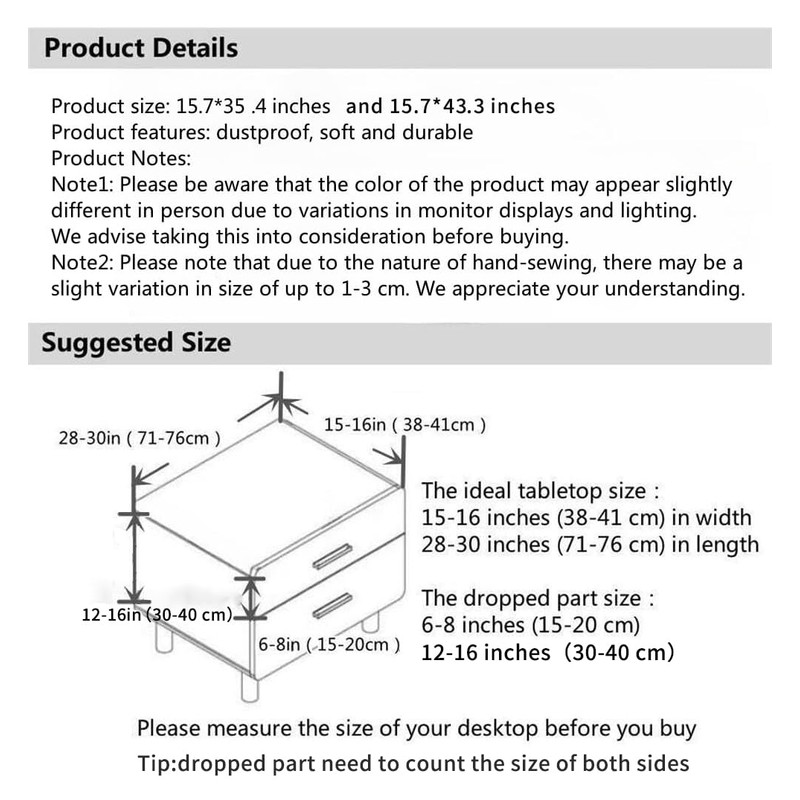 LAVSHOME Embroidered Nightstand Cover Cloth.Anti-Slip End Table Cover Cloth for