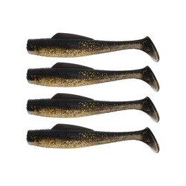 CAPASTEC Worm Set Shad Tail Worm Soft Lures Bass Fishing Sea Bass Lures for Saltwater and Freshwater 10cm Black 4pcs