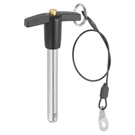 PATIKIL T Handle Lock Pins 3/8 x 2.36 (9.5 x 60mm), Quick Release Pin 304 Stainless Steel Safety Locating Pins with Push Button 25 cm Lanyard Cable