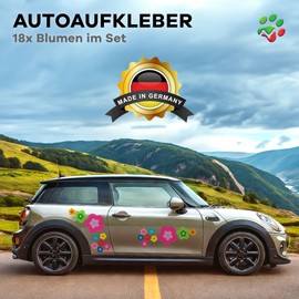 tradercat pril Flower Sticker, Car Sticker, Flowers, 18 Pieces as a Set, Retro Sticker for Any Smooth Surface, Ideal for Your Car, Prilblumen Sticker (Pink)