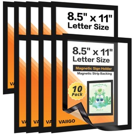VAIIGO Magnetic Sign Holder 8.5 x 11 - Magnetic Frames for Refrigerator - Magnetic Paper Holder Document Holder for Fridge, Metal, Whiteboard Surface - Magnetic Picture Frame Poster Frame, 10Pack