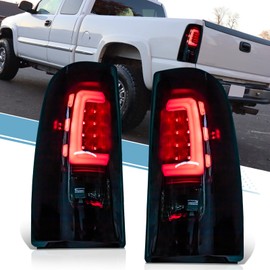 VPIMOZO LED Tail Light Assembly Compatible With 99-06 Silverado 1500 1500HD 2500 2500HD 3500 99-02 GMC Sierra 1500 1500HD 2500 2500HD 3500 Rear Tail Lights w/Wiring Harness Clear lens Black housing