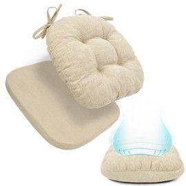 BUYUE Double-Layer Thickened Chair Cushion for Dining Chair, Natural Latex Foam Support, 2-Faced Reversible Kitchen Seat Cushion, Practical Non-Slip Chair Pad, 1 PC, Beige