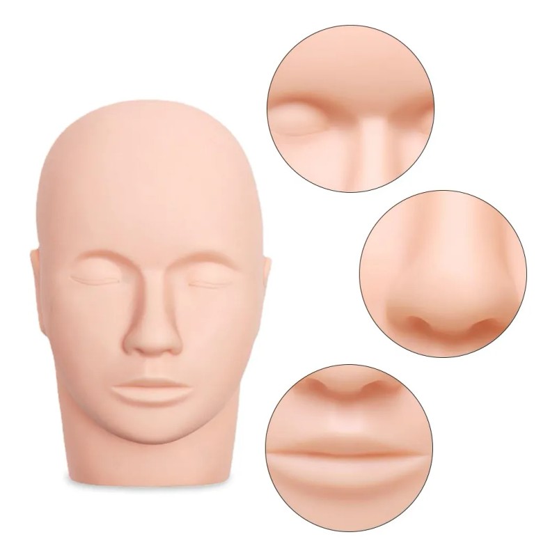 2pc Maniquí Cabeza Para Practica De Pestañas Y Microblading Nude