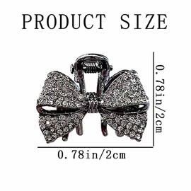 KuuGuu 4 PCS Mini Rhinestone Bow Hair Claw Clips Small Butterfly Hair Clips Cute Crystal Barrettes Fashion No-Slip Grip Jaw Clip Shiny Bowknot Decorative Hairpin Retro Hair Accessories for Women Girls