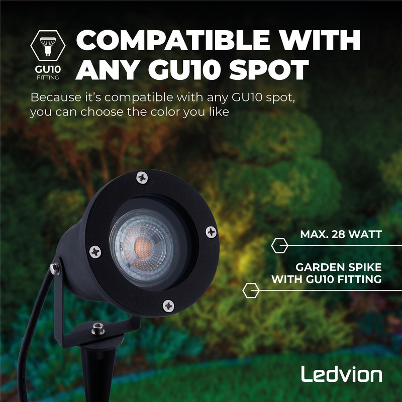 Ledvion - LED spotlight, aluminium, IP65, GU10 socket, 1 metre