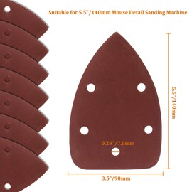 Cionyce 50 Pcs 400 Grit Mouse Detail Sander Sandpaper 5 Hole Mouse Sandpaper Hook and Loop Sander Pads Sanding Sheets for 140mm Sanding Machine