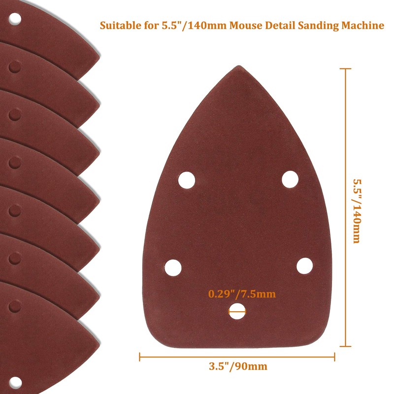 Cionyce 50 Pcs 400 Grit Mouse Detail Sander Sandpaper 5