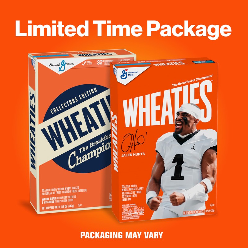 Wheaties Cereal, Breakfast of Champions, Jalen Hurts Cereal Box, 100%