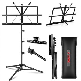 5 Core Music Stand Adjustable Folding Tripod Note Holder For Sheet Music BlackSKU: MUS FLD 4S PNK
