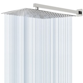Cabezal de ducha con brazo de extensión, cabezal de ducha cuadrado de alta presión con brazo de ducha, cabezal de ducha de lluvia de acero inoxidable,