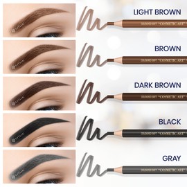 Stylia Waterproof Eyebrow Pencils For Women – Long-Lasting Microblading Supplies Brow Pencil, Perfect for Eyebrow Shaper, Filling & Defining Natural-Looking Brow - (12PC in 5 Colors)