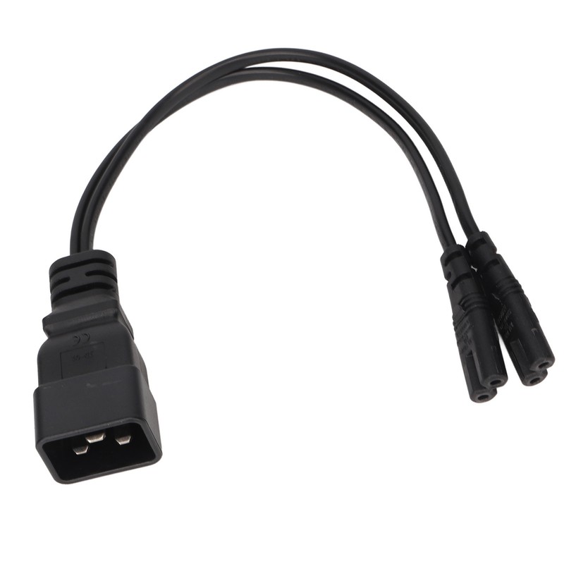 Dual IEC320 C7 to C20 Cord Universal Y Power Splitter