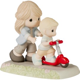 Precious Moments Mom & Son Figurine | Mom, You Keep Me Rolling Bisque Porcelain Figurine Birthday Gift | Hand-Painted