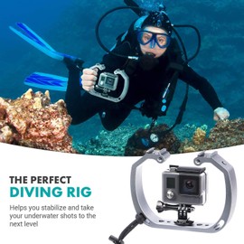 Movo GB-U70 Underwater Diving Rig with Cold Shoe Mounts & Wrist Strap for GoPro HERO. HERO3, HERO4, HERO5 and other Waterproof Action Cams