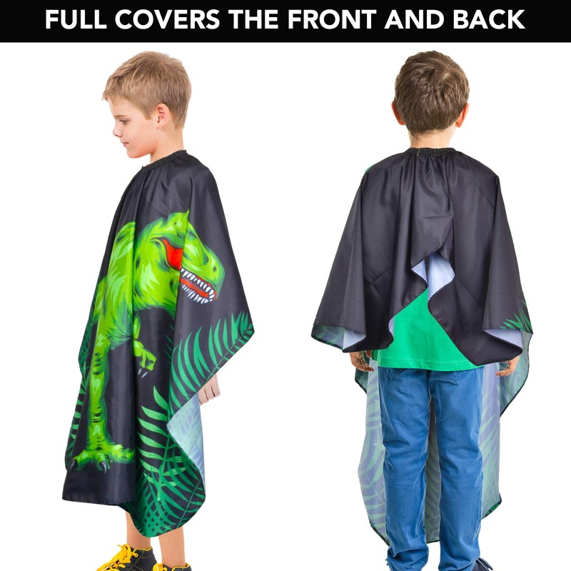 PAMAID Kids Haircut Cape Waterproof Barber Cape Cover, Dinosaur Hair