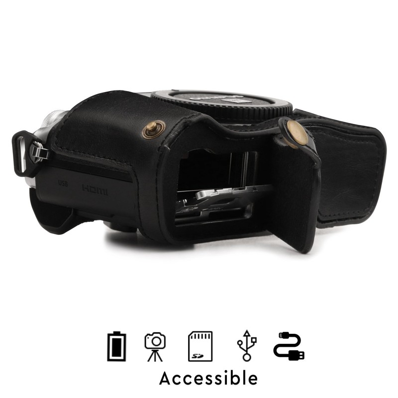 MegaGear MG1350 Ever Ready Leder Kamera Halbtasche mit Trageriemen und