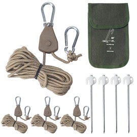 NAHUAA 4 Stück Abspannseile mit Seilspanner 4mm x 4m Reflektierend Camping Seil Einstellbare Seilratsche Abspannleine Zeltschnur mit Reflektierende Heringe für Sonnensegel Campingzelte (Braun)