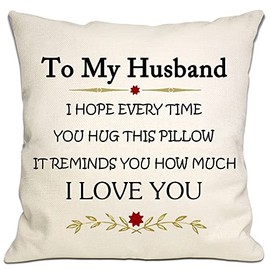 Bommex To My Husband I Hope Every Time You Hug This Pillow It Reminds You How Much I love You Cushion Cover Husband Gift Husband Reminder Gift Birthday Gift Vlentine's Day (husband)