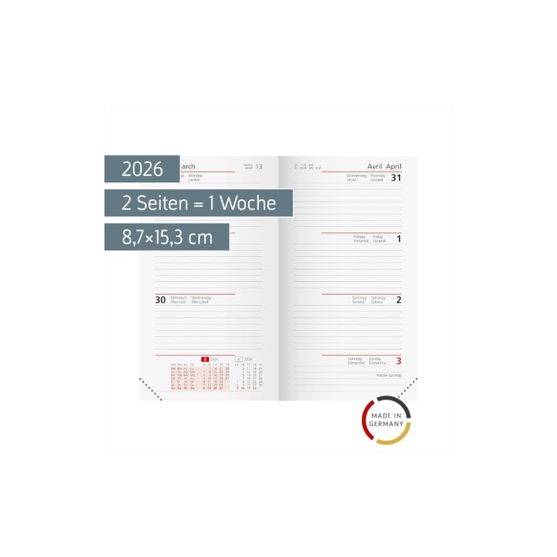 rido/idé Calendar Weekly Replacement Calendar Model Pocket Planner Int. 2026