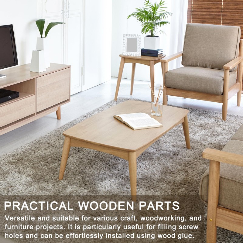 sourcing map 100Pcs Wood Button Top Plugs, 21/64 Inch Round