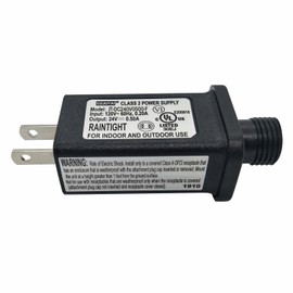 24V 0.5A LED Transformer LED Controller Class 2 Power Supply, IP44 Low Voltage Transformer US Plug for Christmas Light, String Light