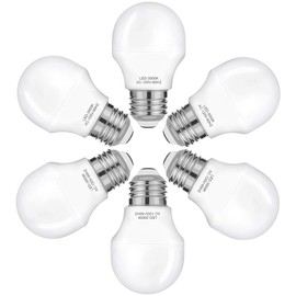 WELLHOME 40W Equivalent Light Bulb,4W Led Bulbs 5000K Daylight,A15 LED Lights E26 Base,Ceiling Fan Light Bulb,120V 40w Appliance Bulb,Non-Dimmable,6 Pack